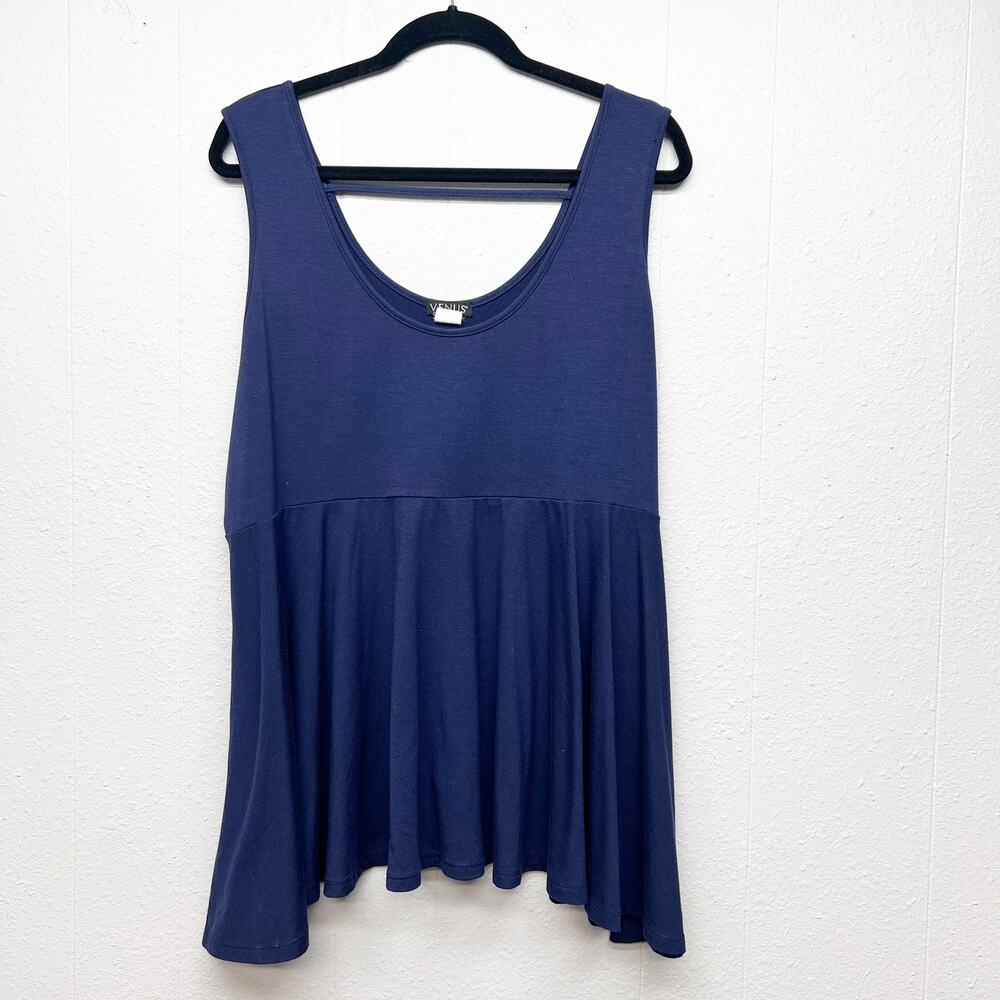 Venus Sleeveless Scoop Neck Babydoll Tank Top Women 2X Casual Minimalist Stretch